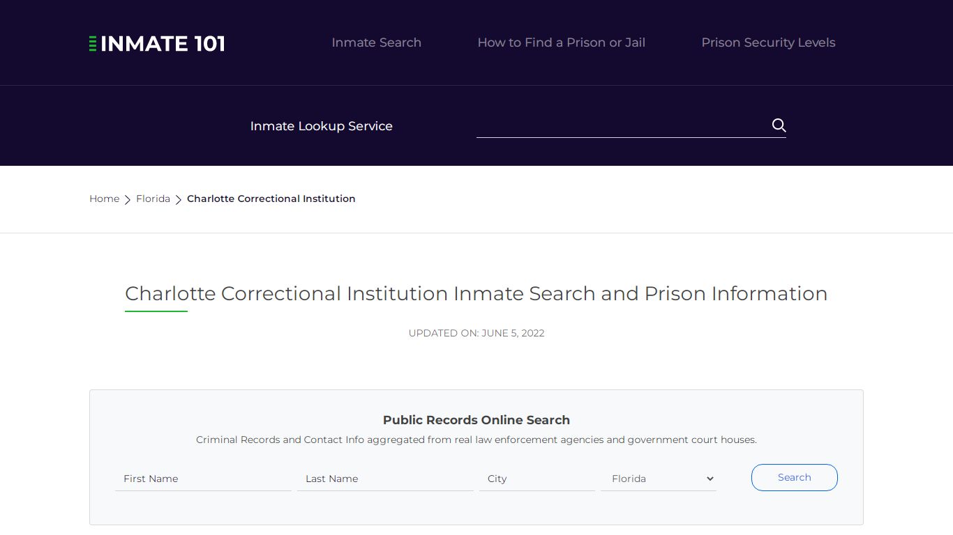 Charlotte Correctional Institution Inmate Search ...