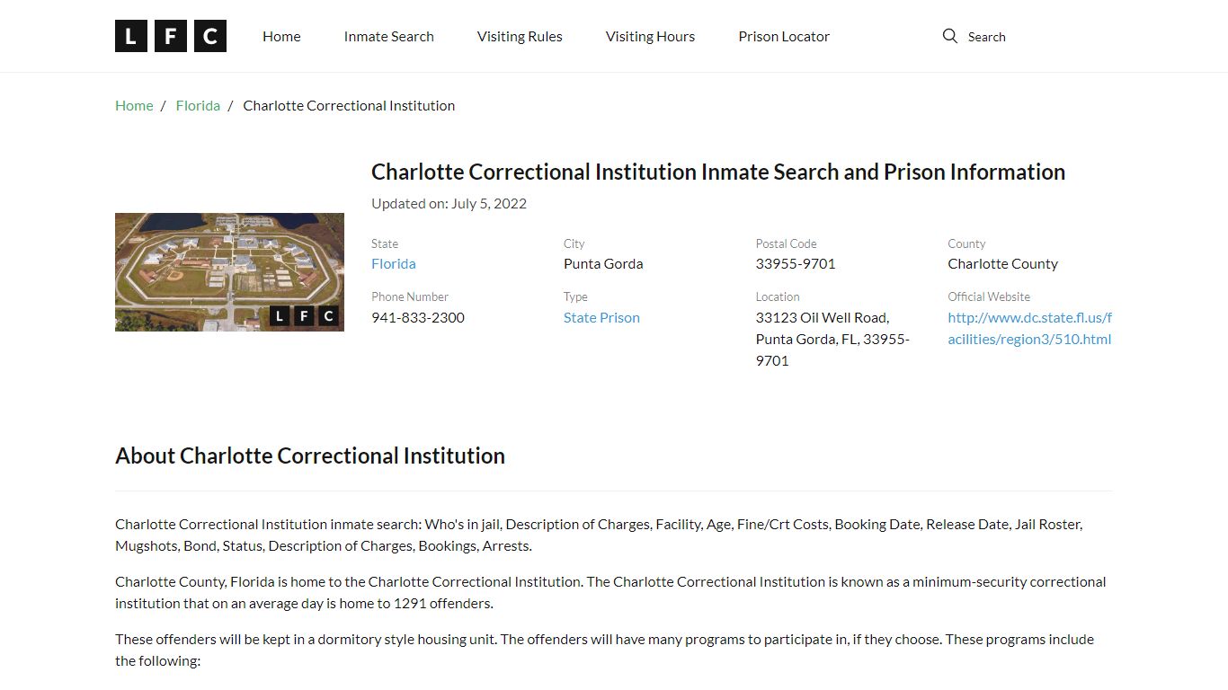 Charlotte Correctional Institution Inmate Search ...