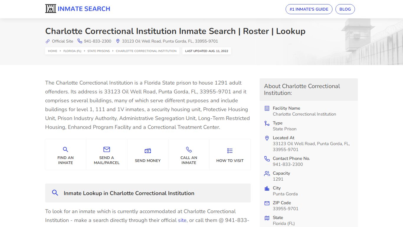 Charlotte Correctional Institution Inmate Search | Roster ...