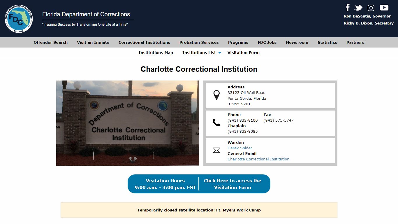 Charlotte Correctional Institution - Florida Department of ...